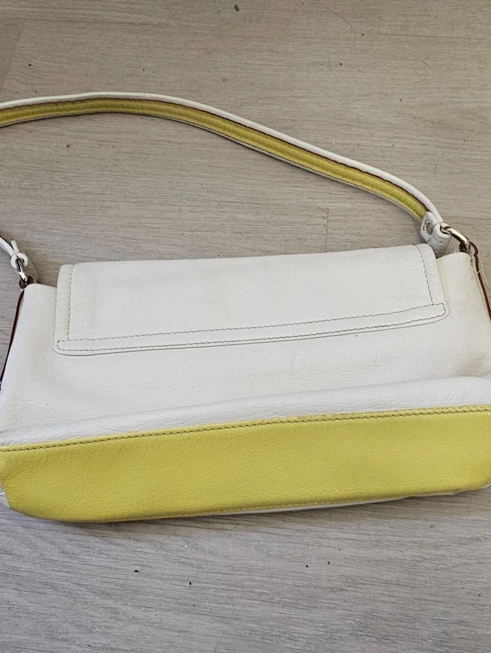 Kate Spade Cream with Yellow Lrather Envelope Purse With Strap